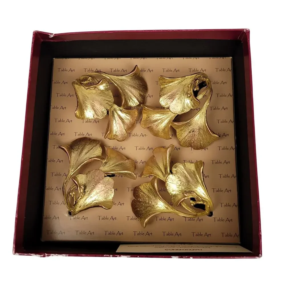 Michael Michaud Table Art Napkin Rings Set of 4 Bronze Pewter Vintage